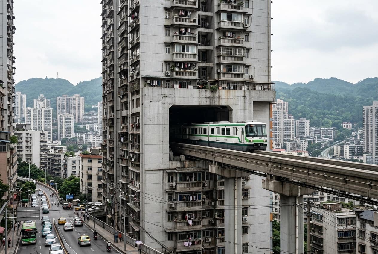 重庆李子坝轻轨穿楼